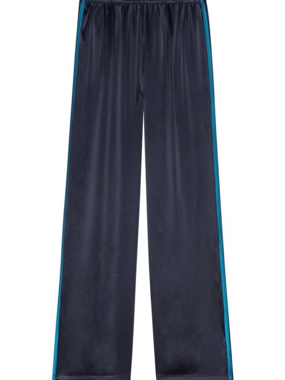 DONNI. THE SILK STRIPE SIMPLE PANT Navy Sz S - Picture 2 of 6